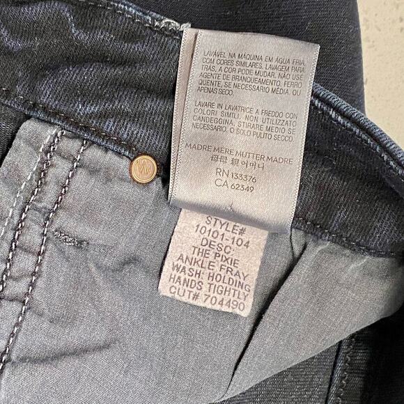 Mother Pixie Ankle Fray Holding Hands Tightly Mid-Rise Skinny Jeans Dark Blue 24 - Picture 12 of 14